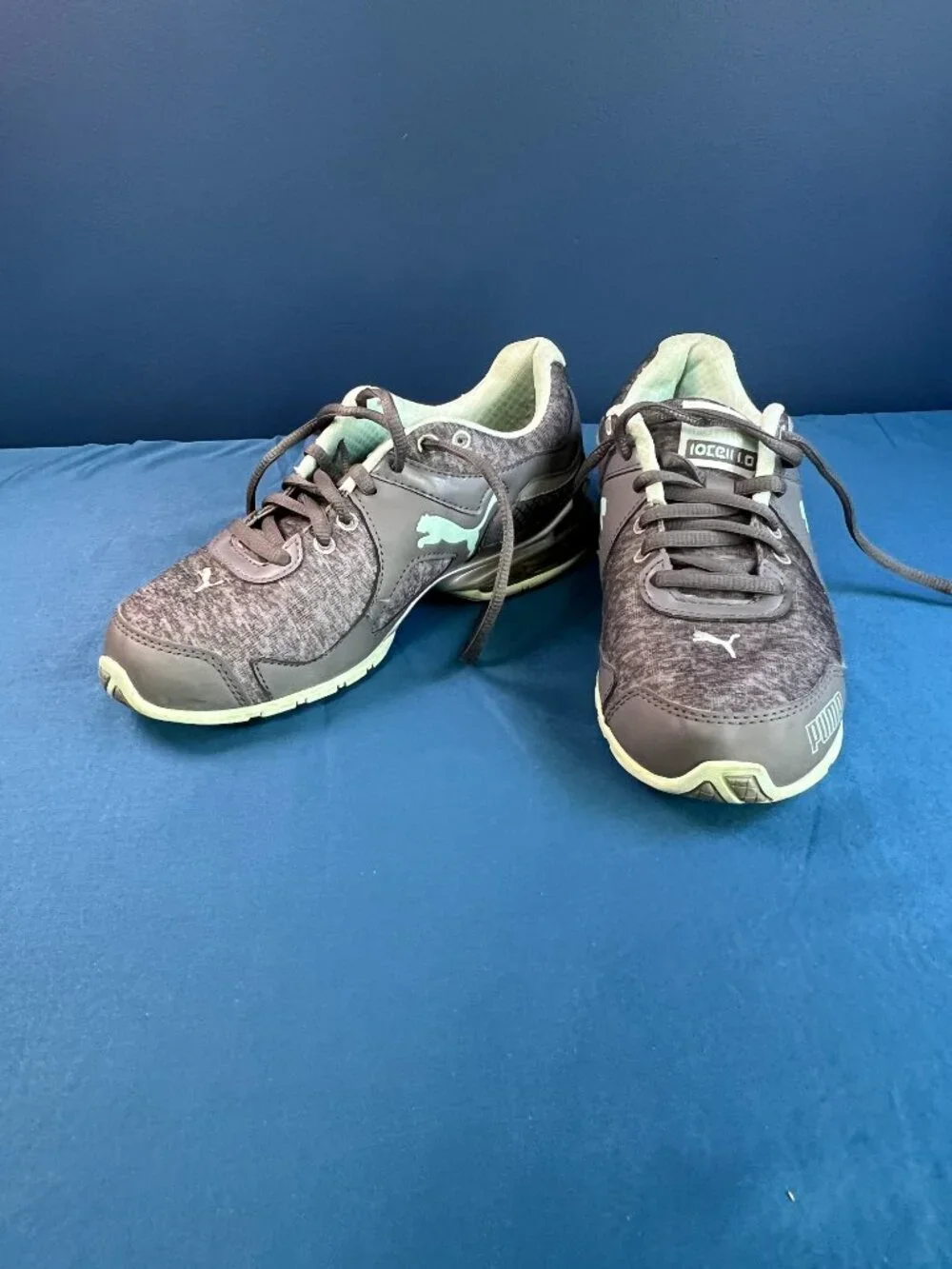 Puma 10Cell Women’s Size 6.5 Steel Gray/Drizzle/Bay Colorway Mint Green Accents